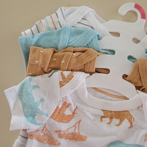Cloud Island™ Blue Safari Short Sleeve Bodysuit 4pk Newborn - Picture 7 of 12